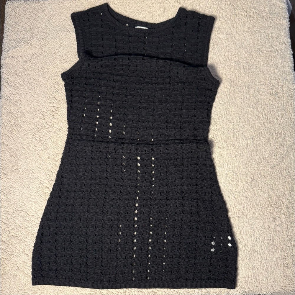 NWOT Cotton On Black Crochet Mini Dress Sz M - So Soft!